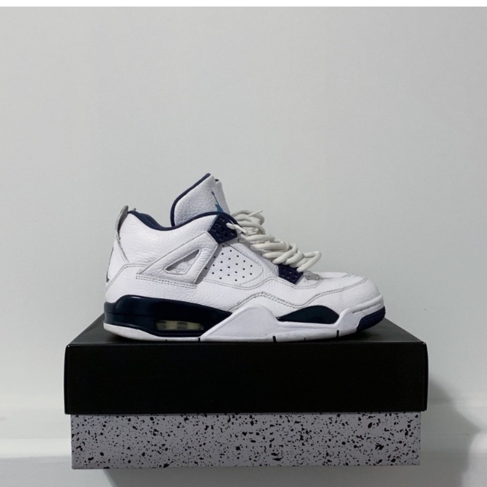 Jordan Retro 4 White Navy Men's Sneakers